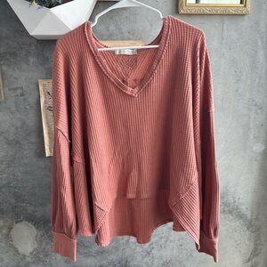 We The Free Terracotta Waffle Knit Top